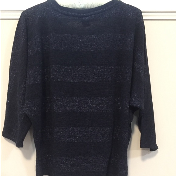 Navy Striped Dolman Oversized cropped sweater SM - Picture 4 of 9